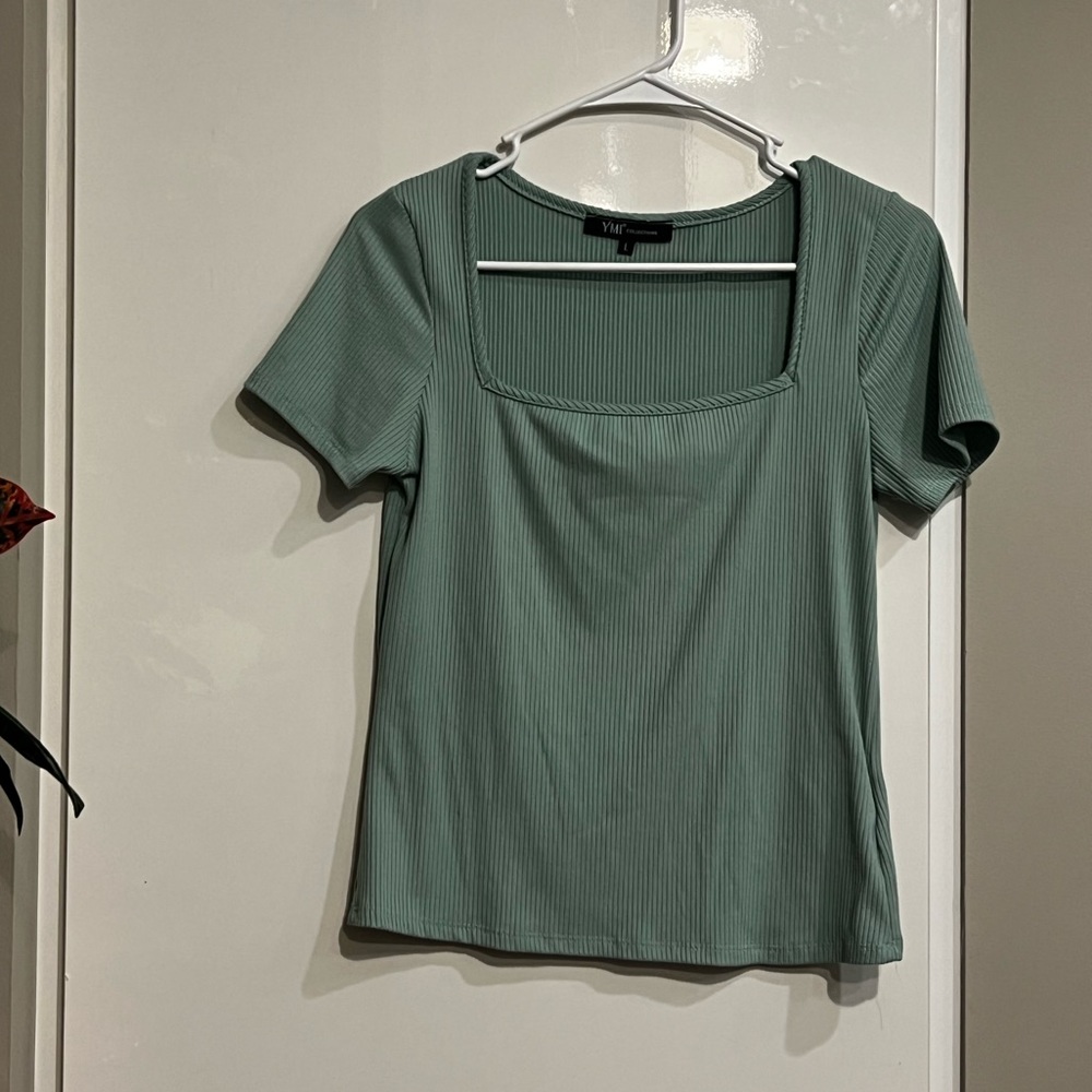Light blue square neck top